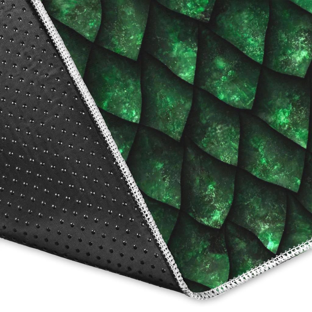 Green Dragon Scales Pattern Print Area Rug