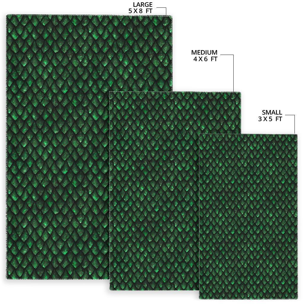 Green Dragon Scales Pattern Print Area Rug