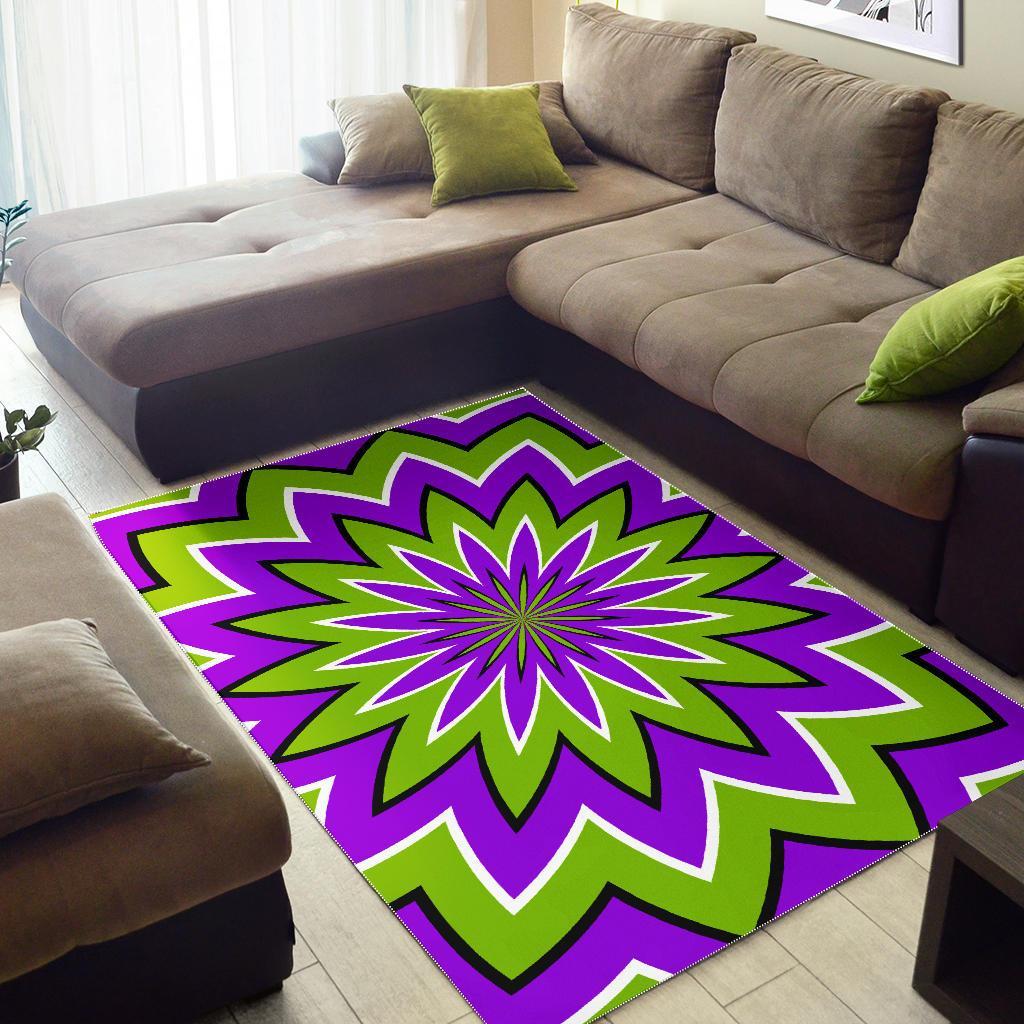 Green Flower Moving Optical Illusion Area Rug