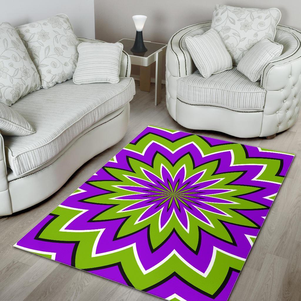 Green Flower Moving Optical Illusion Area Rug