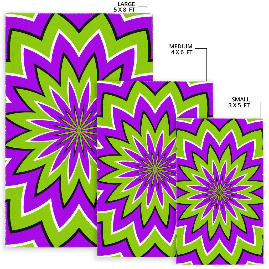 Green Flower Moving Optical Illusion Area Rug