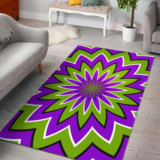 Green Flower Moving Optical Illusion Area Rug
