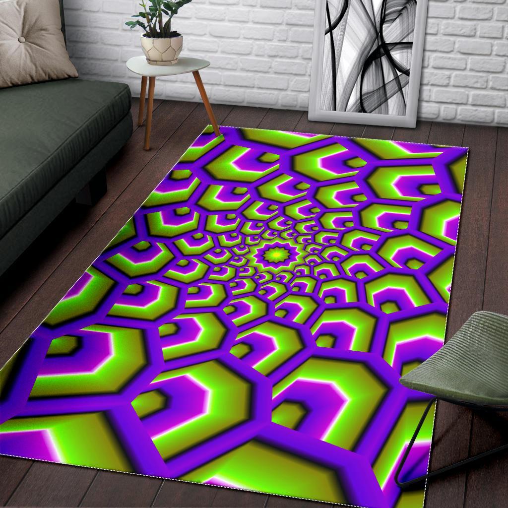 Green Hive Moving Optical Illusion Area Rug