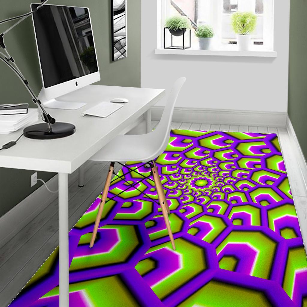 Green Hive Moving Optical Illusion Area Rug