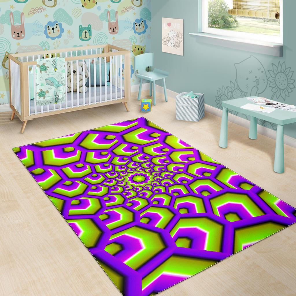 Green Hive Moving Optical Illusion Area Rug