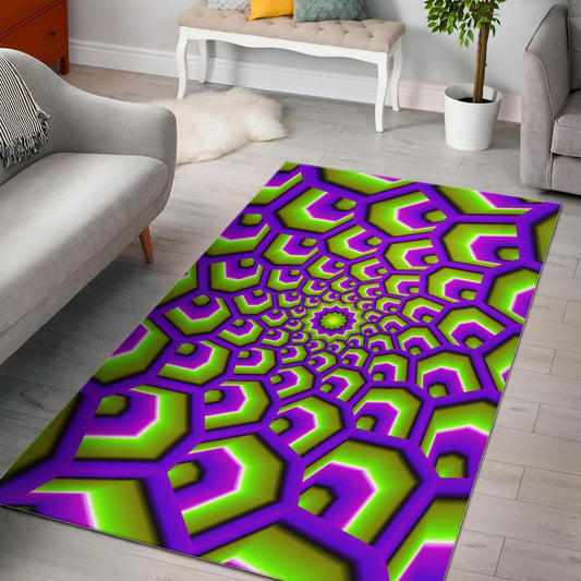 Green Hive Moving Optical Illusion Area Rug