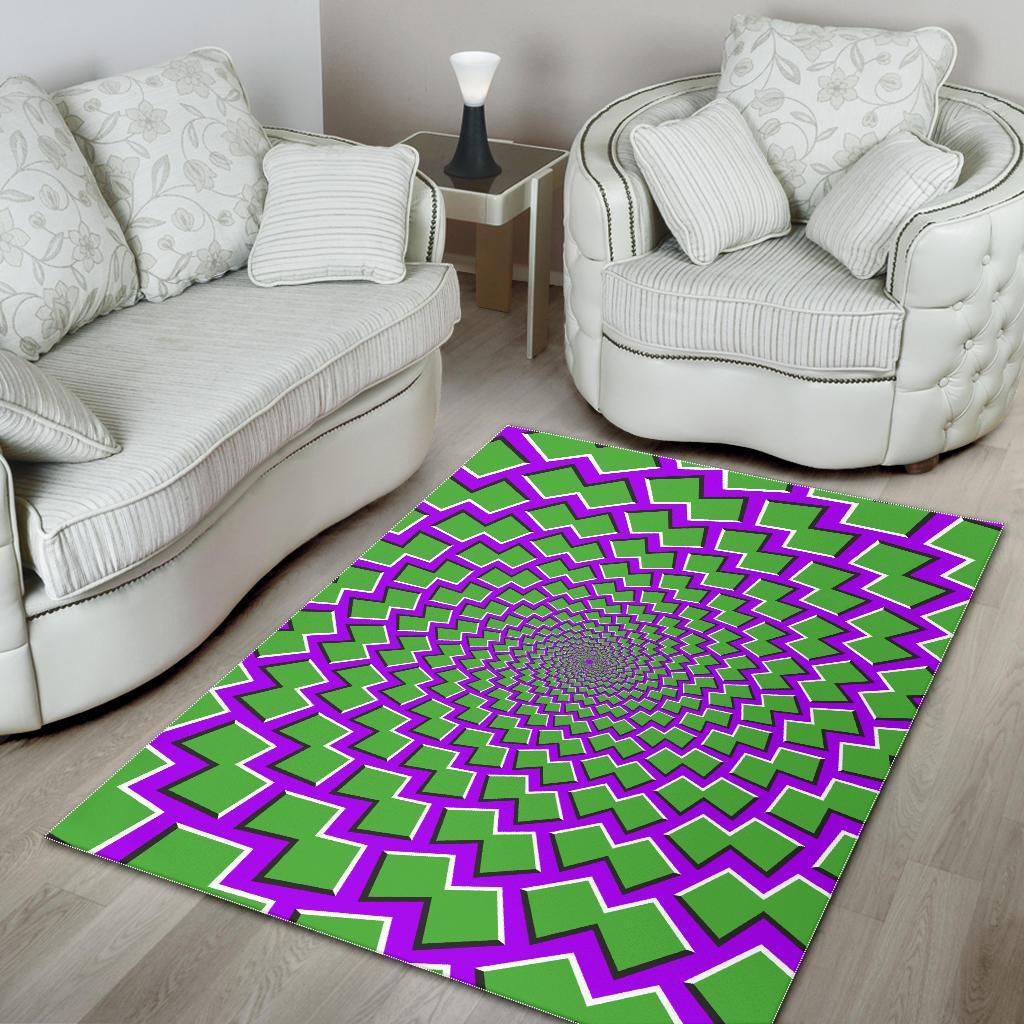 Green Shapes Moving Optical Illusion Area Rug