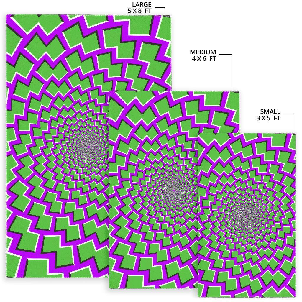 Green Shapes Moving Optical Illusion Area Rug
