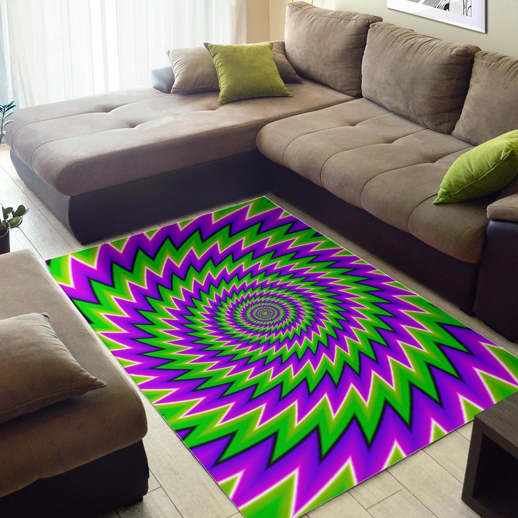 Green Spiral Moving Optical Illusion Area Rug