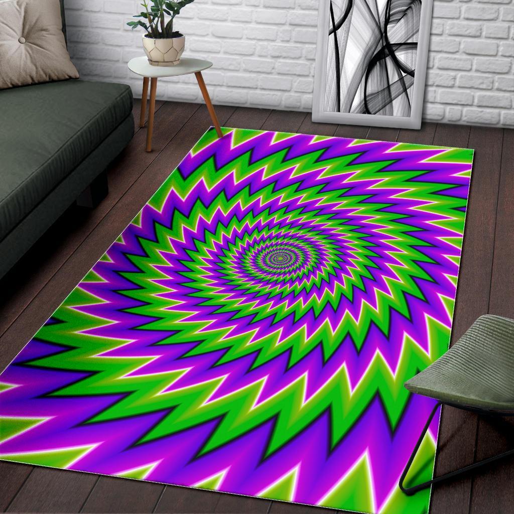 Green Spiral Moving Optical Illusion Area Rug