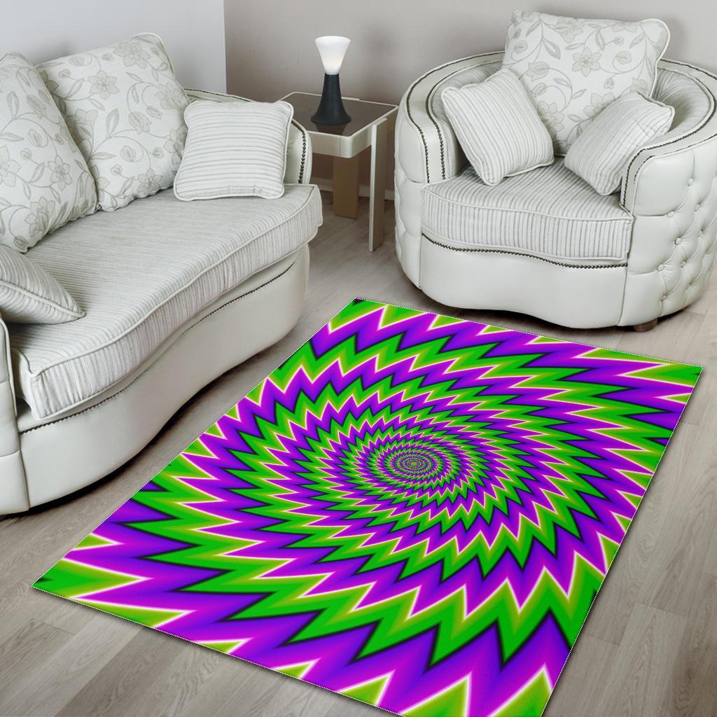 Green Spiral Moving Optical Illusion Area Rug