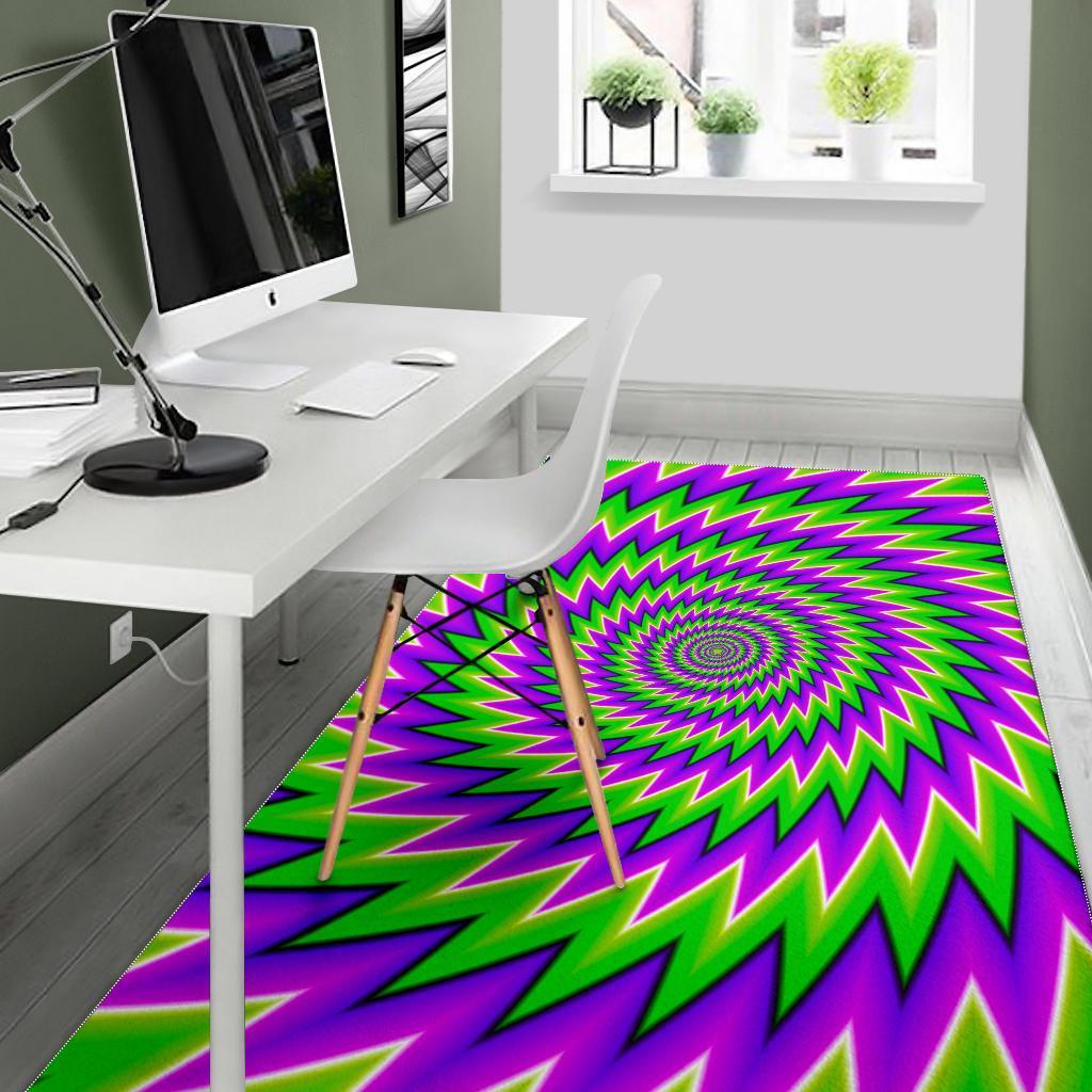 Green Spiral Moving Optical Illusion Area Rug