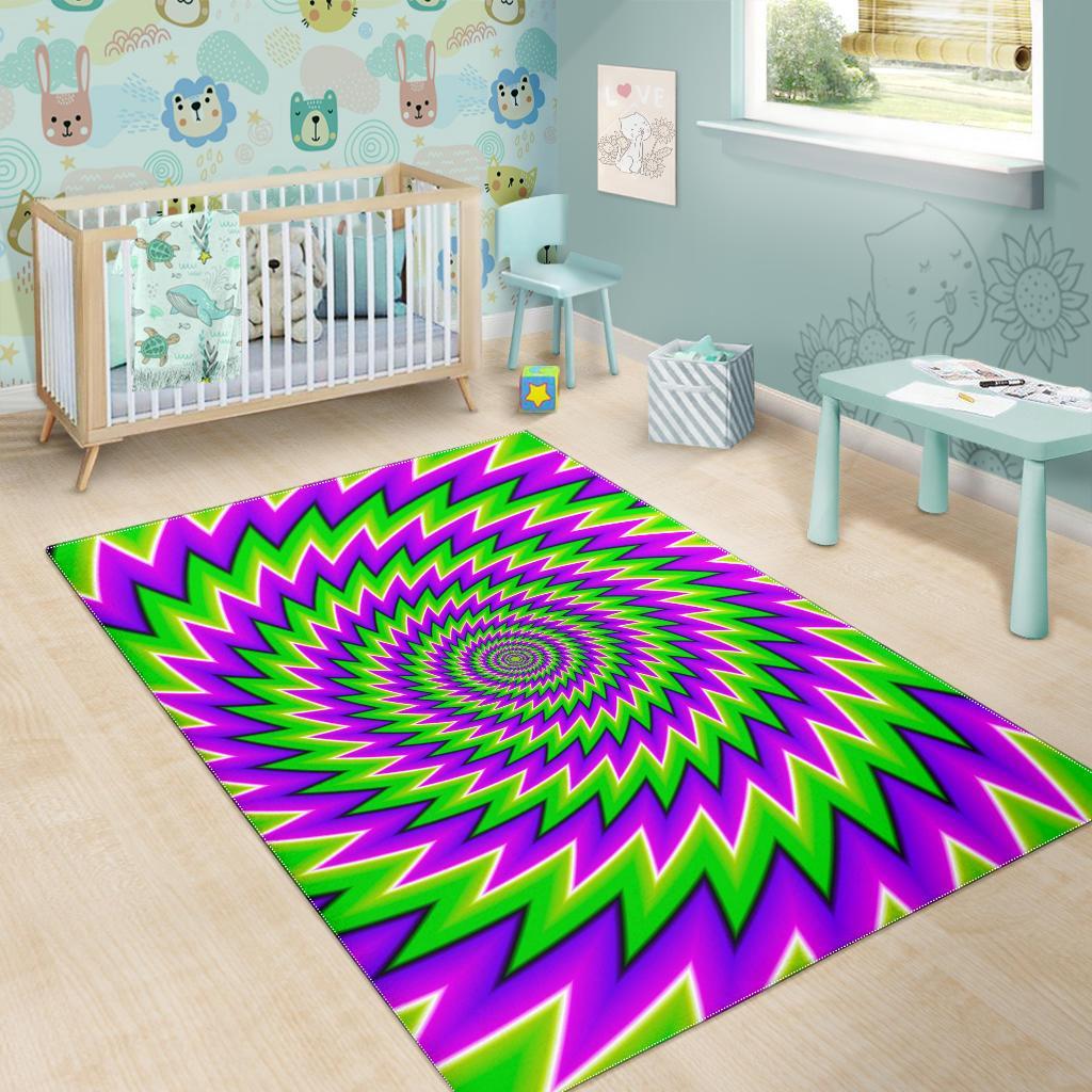 Green Spiral Moving Optical Illusion Area Rug