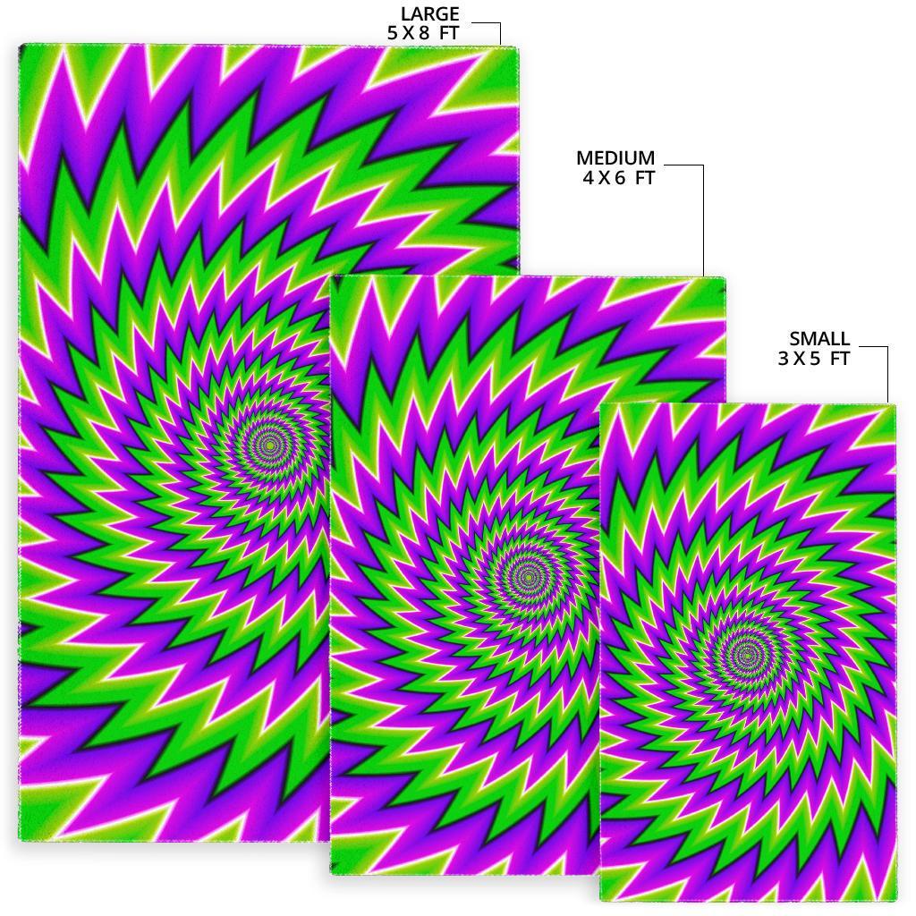 Green Spiral Moving Optical Illusion Area Rug