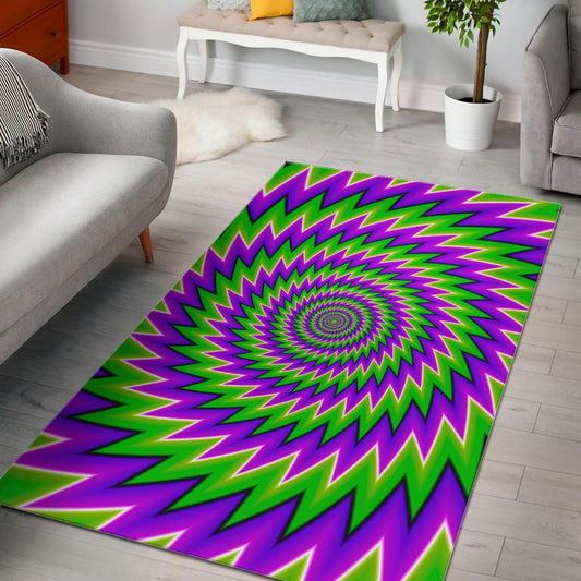 Green Spiral Moving Optical Illusion Area Rug