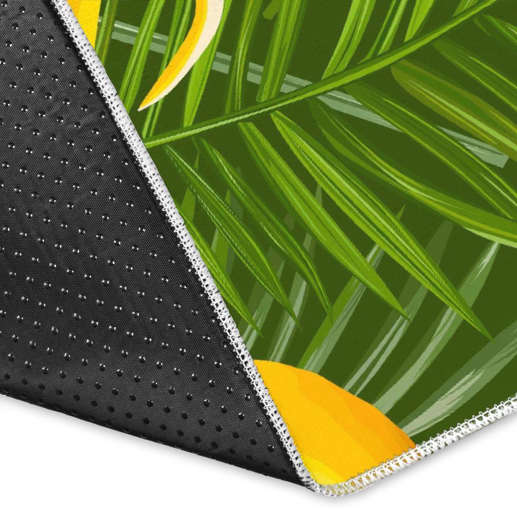 Green Tropical Banana Pattern Print Area Rug