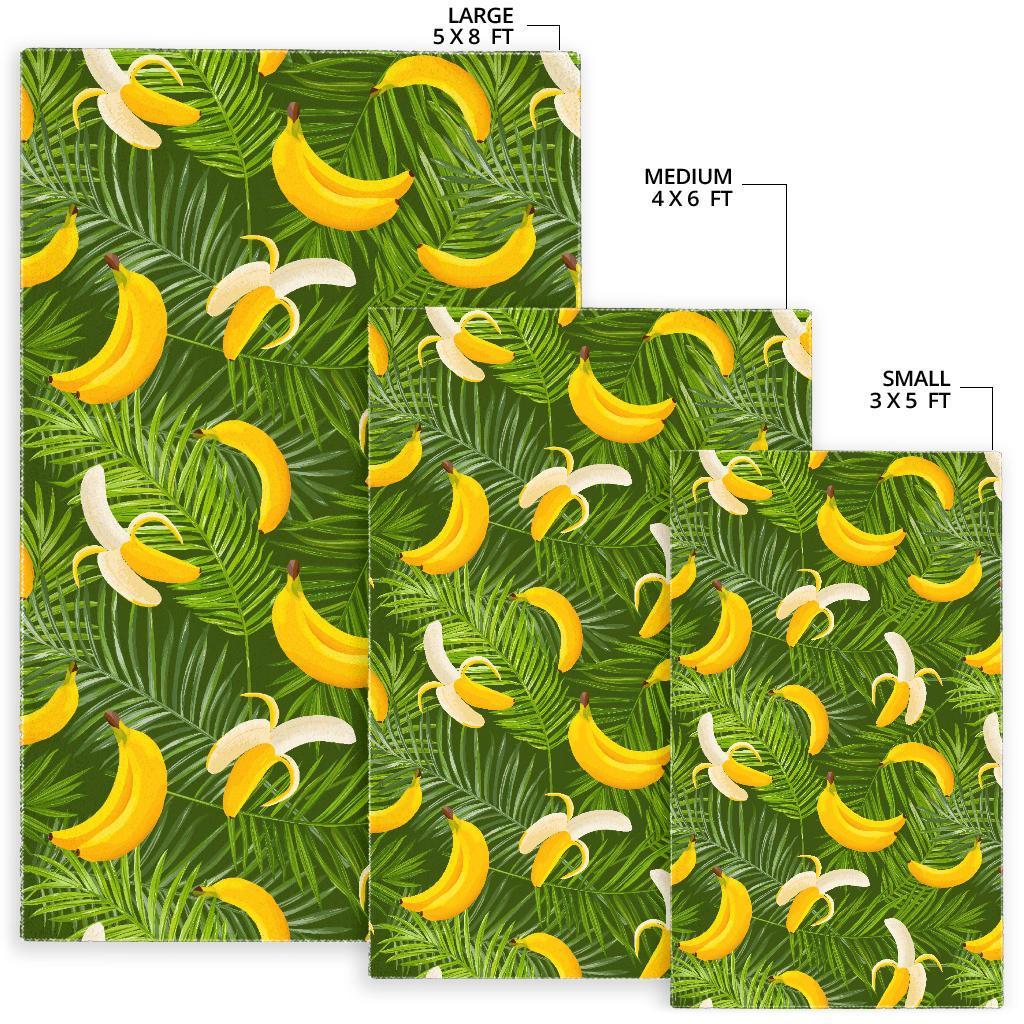 Green Tropical Banana Pattern Print Area Rug