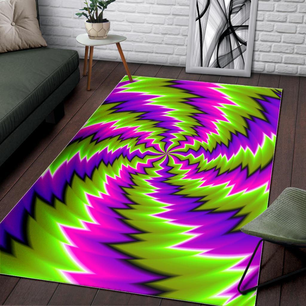 Green Vortex Moving Optical Illusion Area Rug