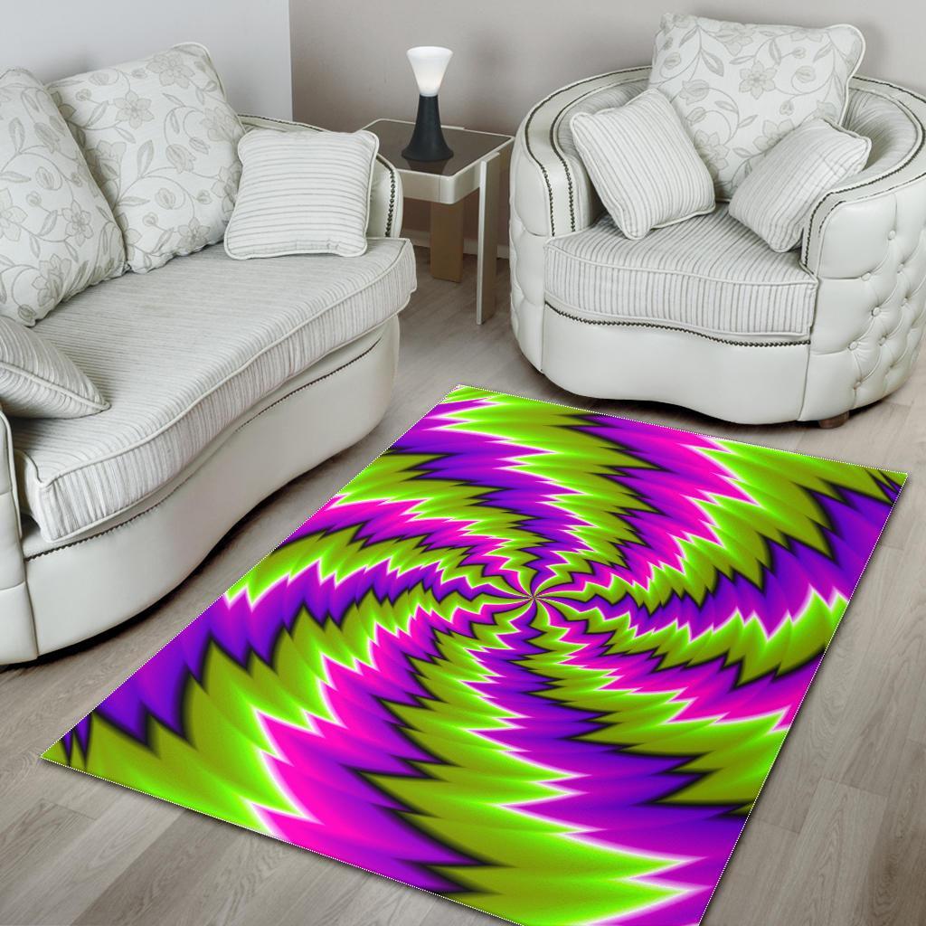 Green Vortex Moving Optical Illusion Area Rug
