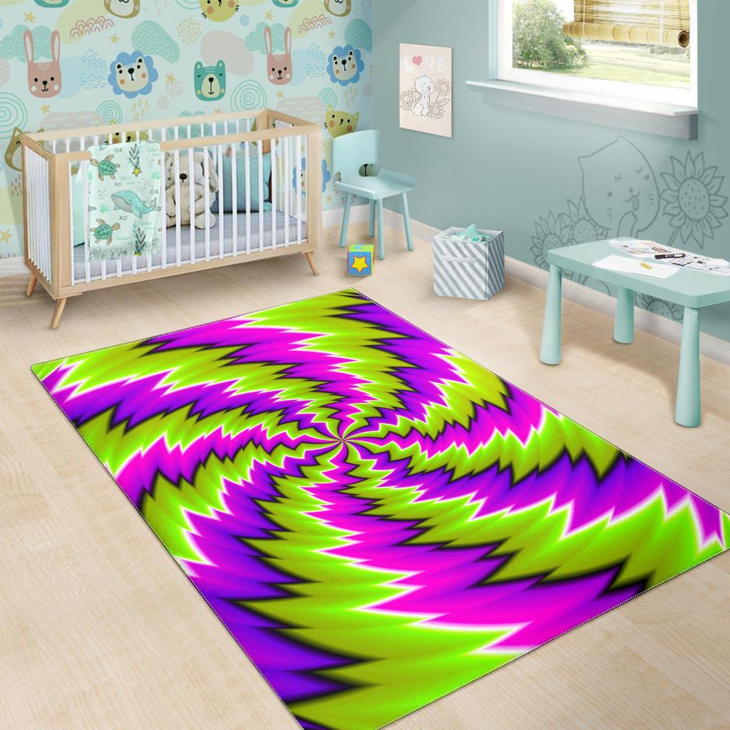 Green Vortex Moving Optical Illusion Area Rug