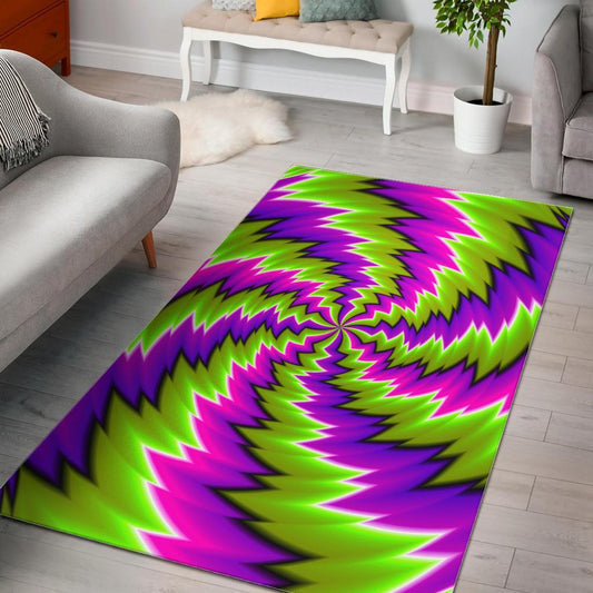Green Vortex Moving Optical Illusion Area Rug