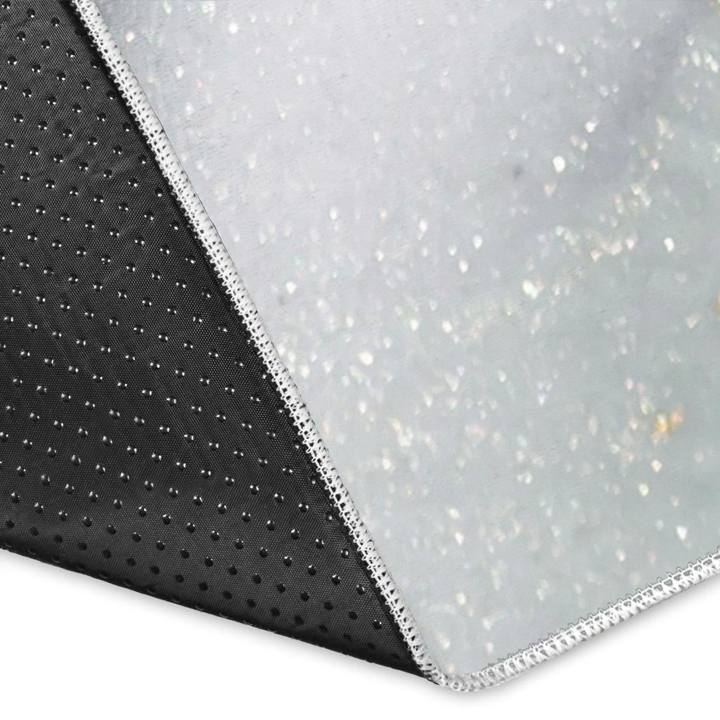 Grey Gold Liquid Marble Print Area Rug
