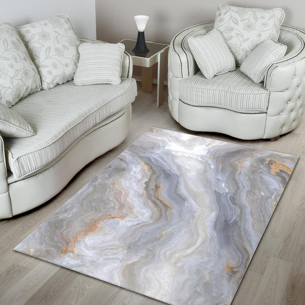 Grey Marble Print Area Rug