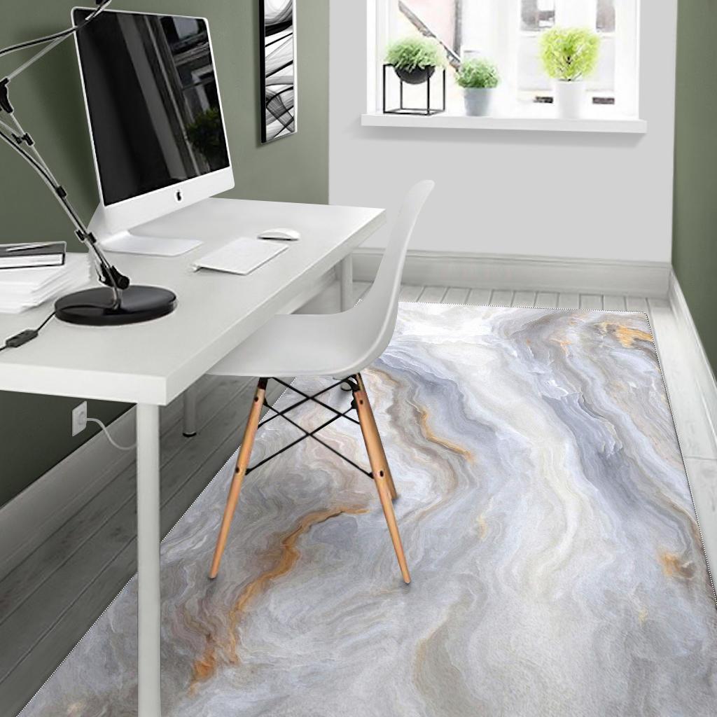 Grey Marble Print Area Rug