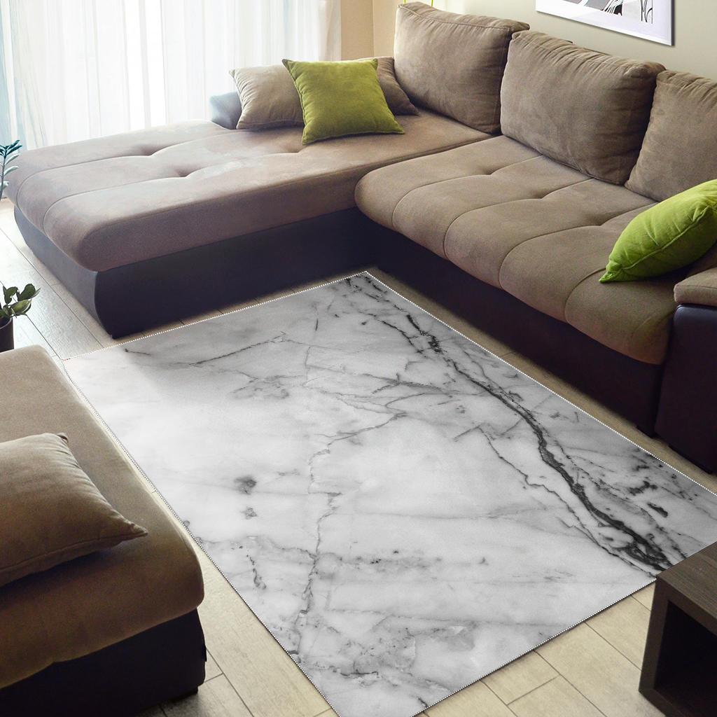 Grey Marble Texture Print Area Rug