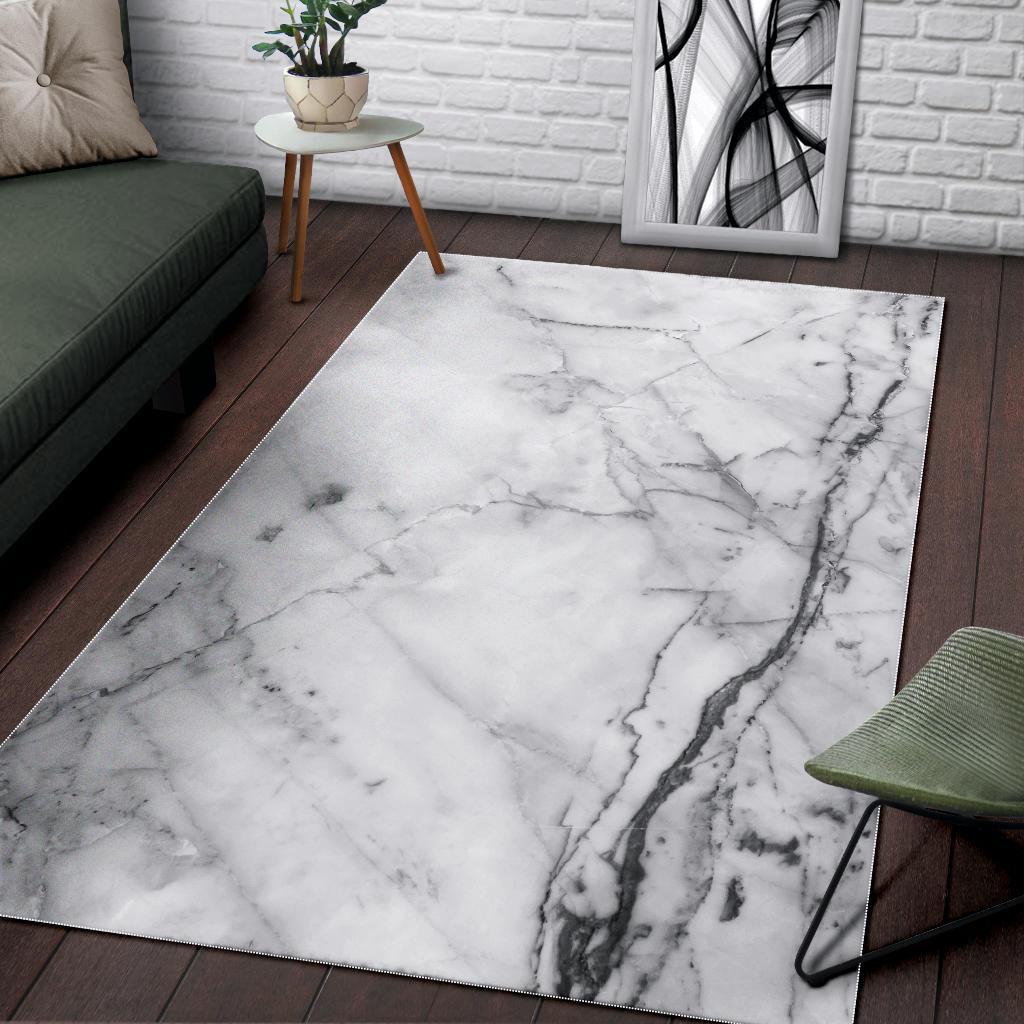Grey Marble Texture Print Area Rug