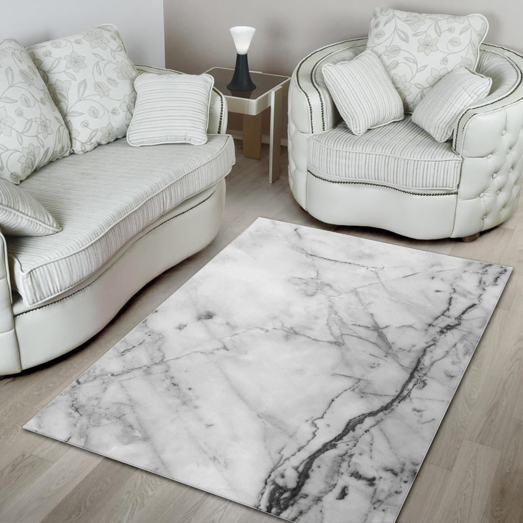 Grey Marble Texture Print Area Rug