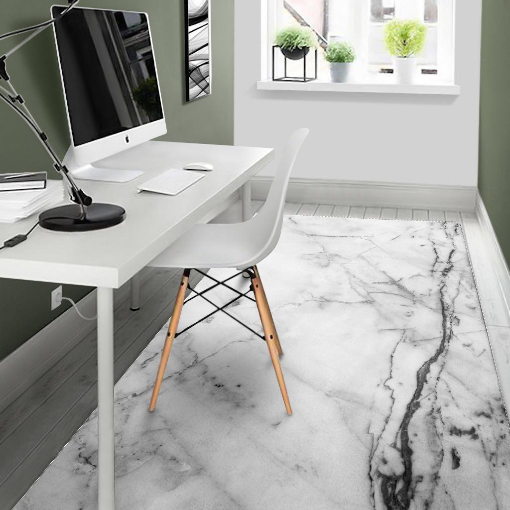 Grey Marble Texture Print Area Rug