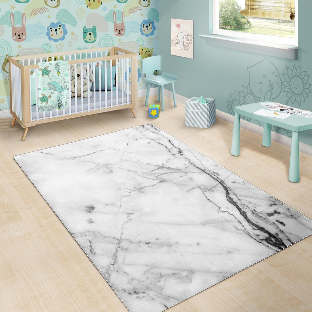 Grey Marble Texture Print Area Rug