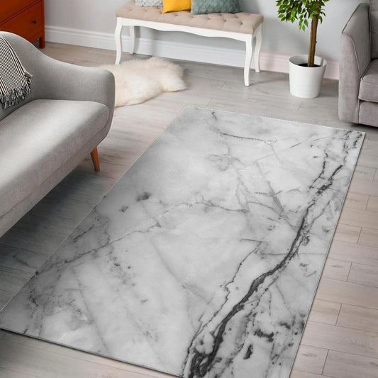 Grey Marble Texture Print Area Rug