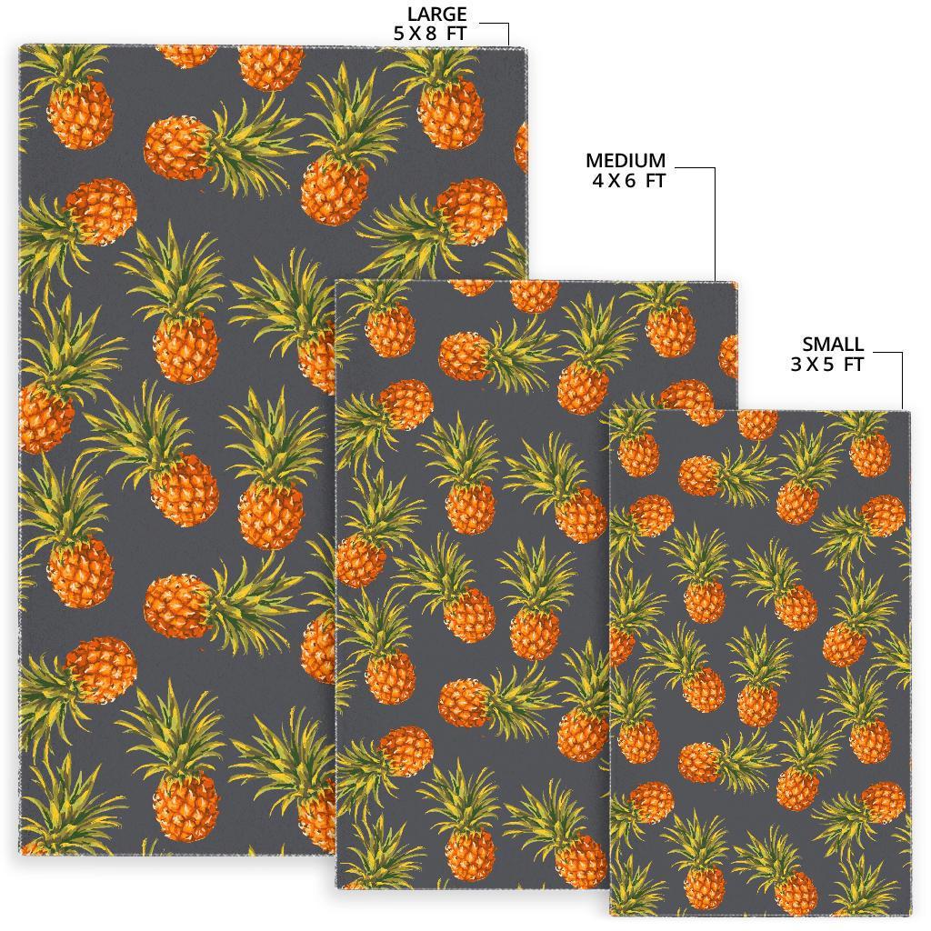Grey Watercolor Pineapple Pattern Print Area Rug