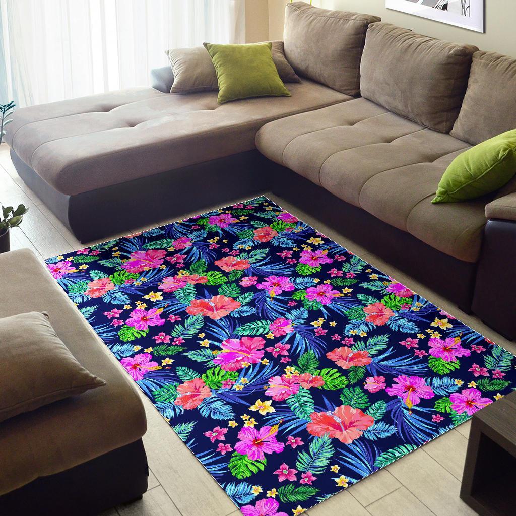 Hawaii Exotic Flowers Pattern Print Area Rug