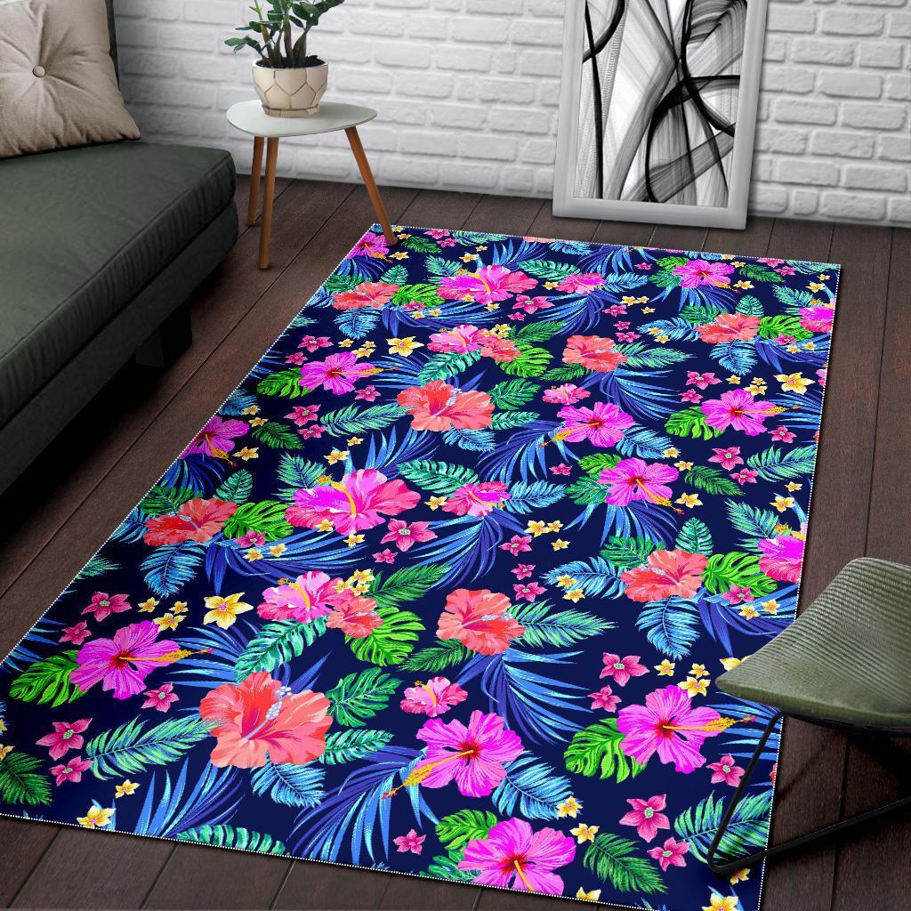Hawaii Exotic Flowers Pattern Print Area Rug
