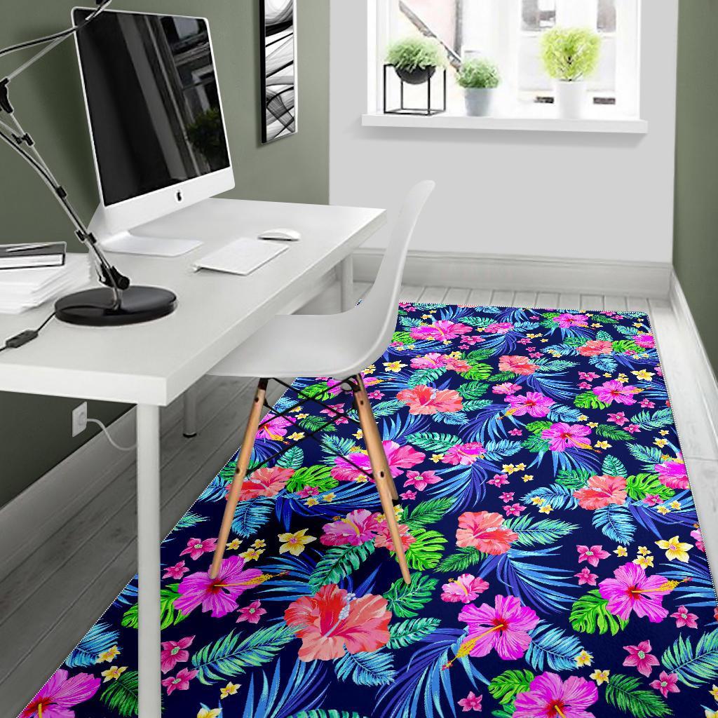 Hawaii Exotic Flowers Pattern Print Area Rug