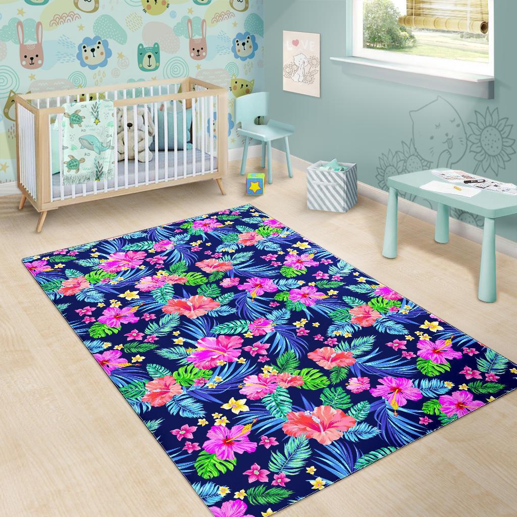 Hawaii Exotic Flowers Pattern Print Area Rug