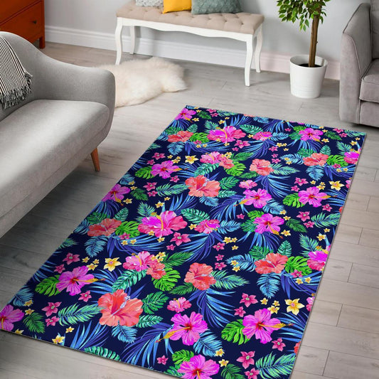 Hawaii Exotic Flowers Pattern Print Area Rug