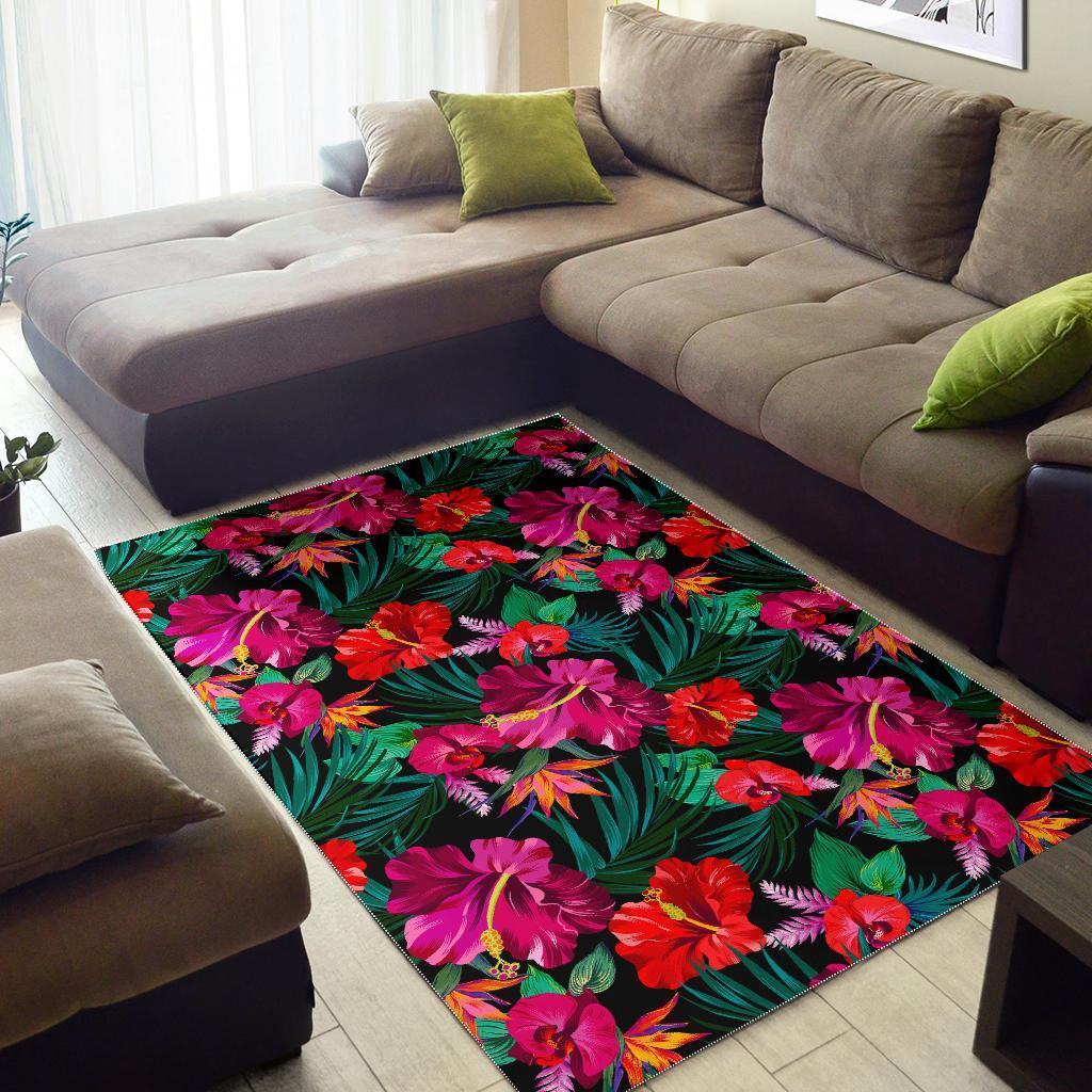 Hawaii Floral Flowers Pattern Print Area Rug