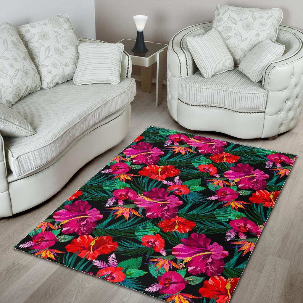 Hawaii Floral Flowers Pattern Print Area Rug