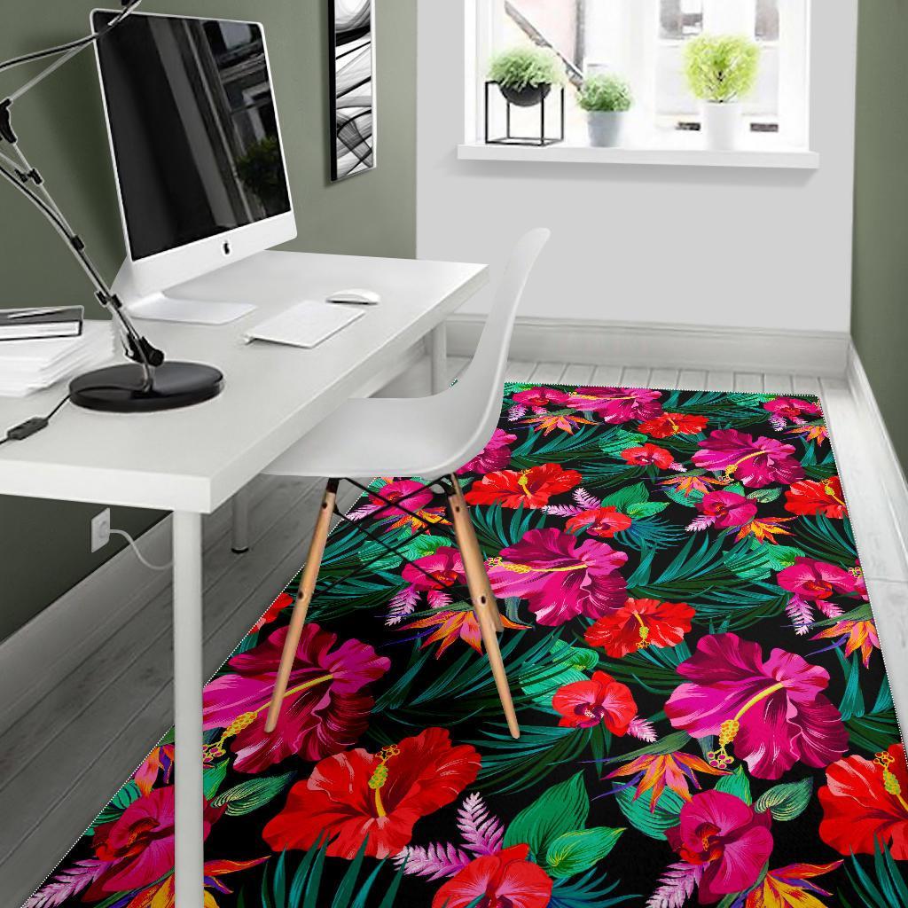 Hawaii Floral Flowers Pattern Print Area Rug