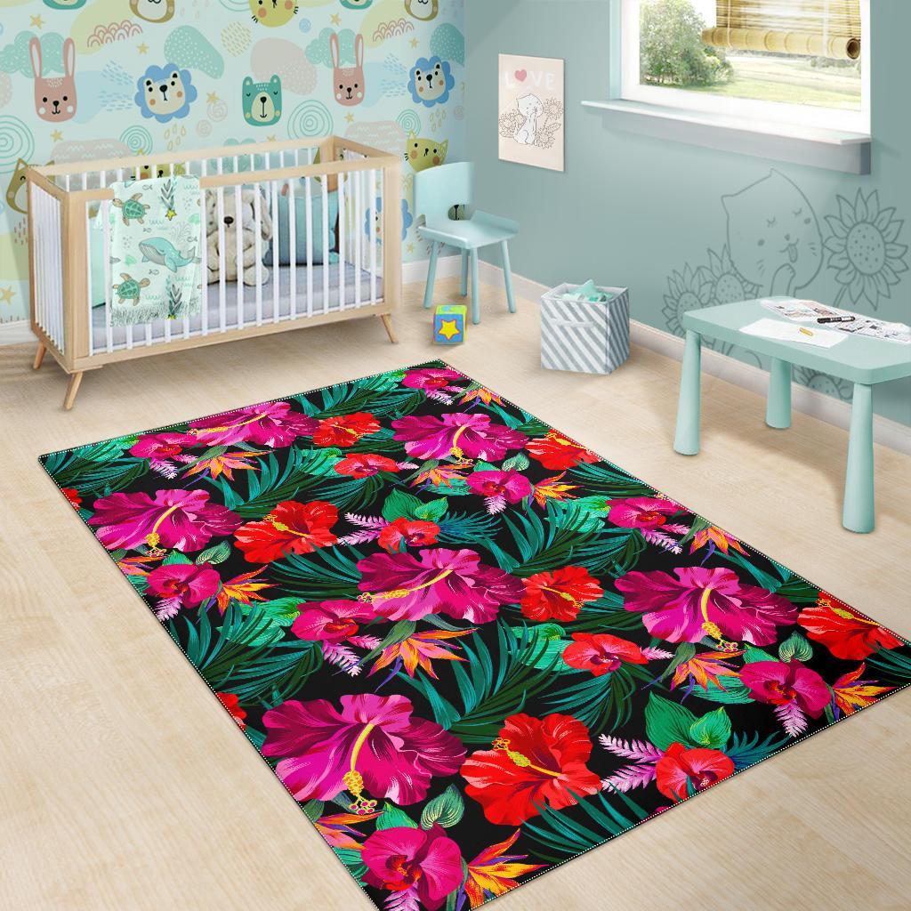 Hawaii Floral Flowers Pattern Print Area Rug