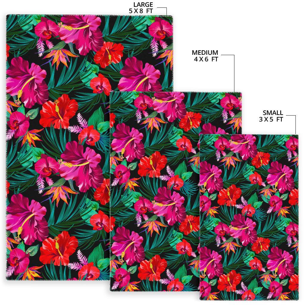Hawaii Floral Flowers Pattern Print Area Rug
