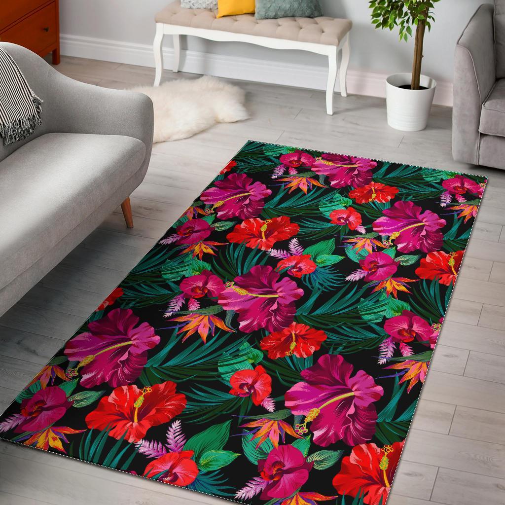 Hawaii Floral Flowers Pattern Print Area Rug