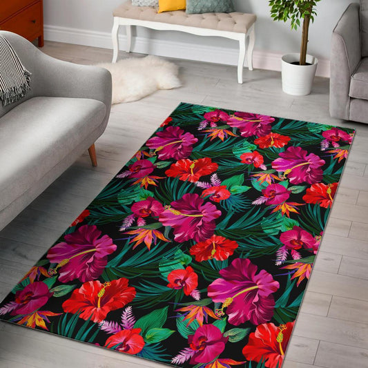 Hawaii Floral Flowers Pattern Print Area Rug