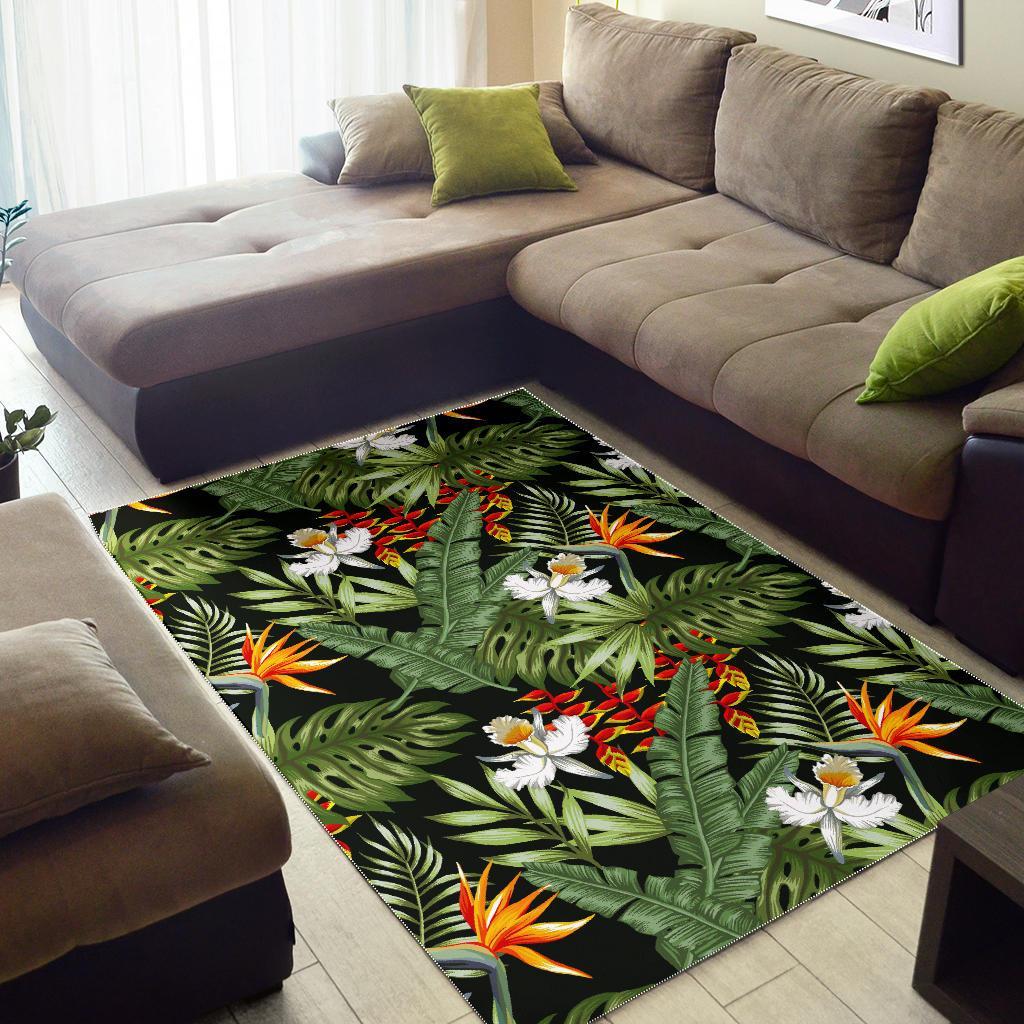 Hawaii Tropical Plants Pattern Print Area Rug