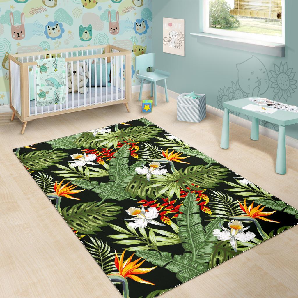 Hawaii Tropical Plants Pattern Print Area Rug