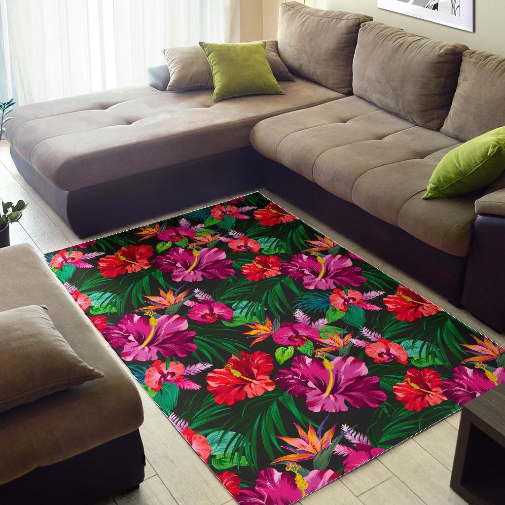 Hawaiian Floral Flowers Pattern Print Area Rug